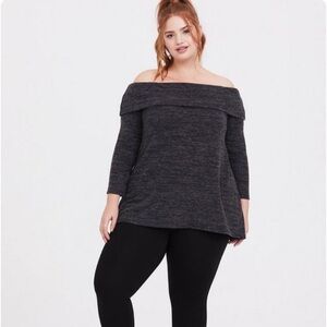 🐱Torrid off shoulder top sweater marled trapeze hacci